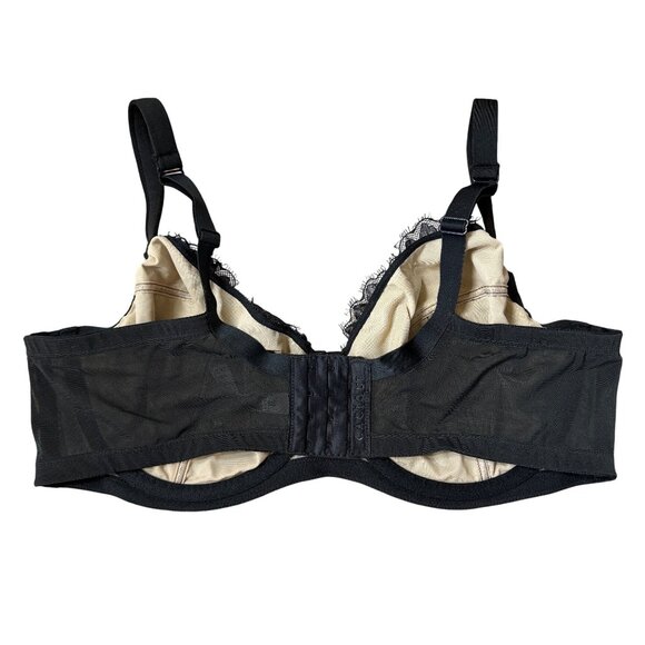 Cacique Unlined Full Coverage Lace Underwired Bra Womens Size 42DD Black Sexy - Picture 7 of 7